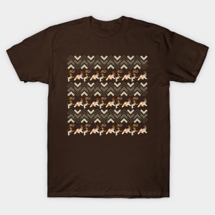 cat brown arrow pattern T-Shirt